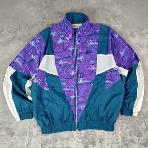 VTG Nike 80s style rave retro colorful print streetwear active track jacket W-L